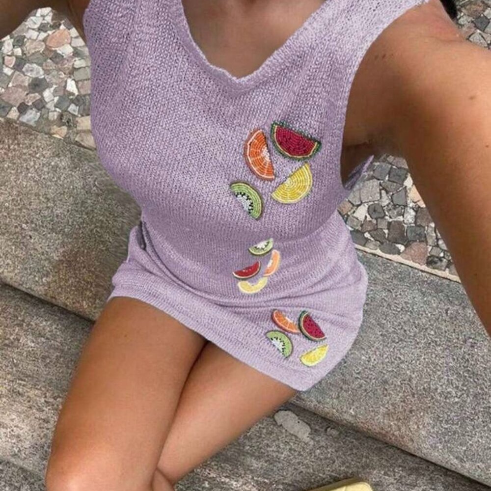 NWOT Pastel Fruit Knit Dress